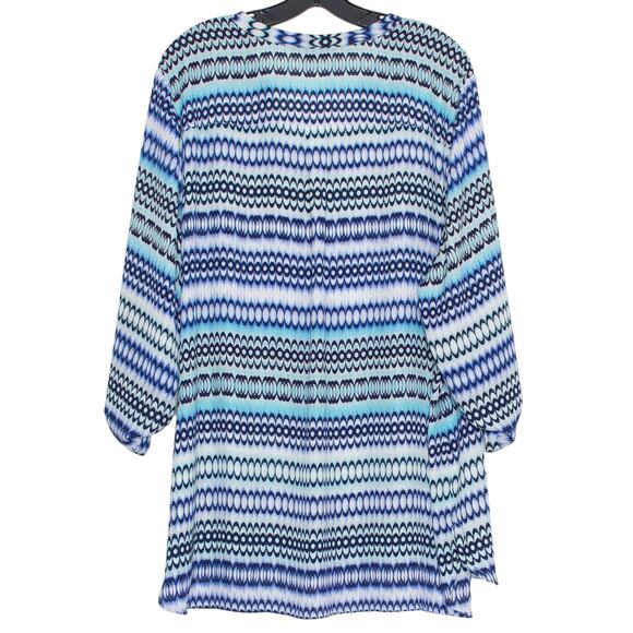 Roz & Ali Top Popover Boho Coastal Nautical Resort Summer Abstract Art Blue 3X - Picture 2 of 6